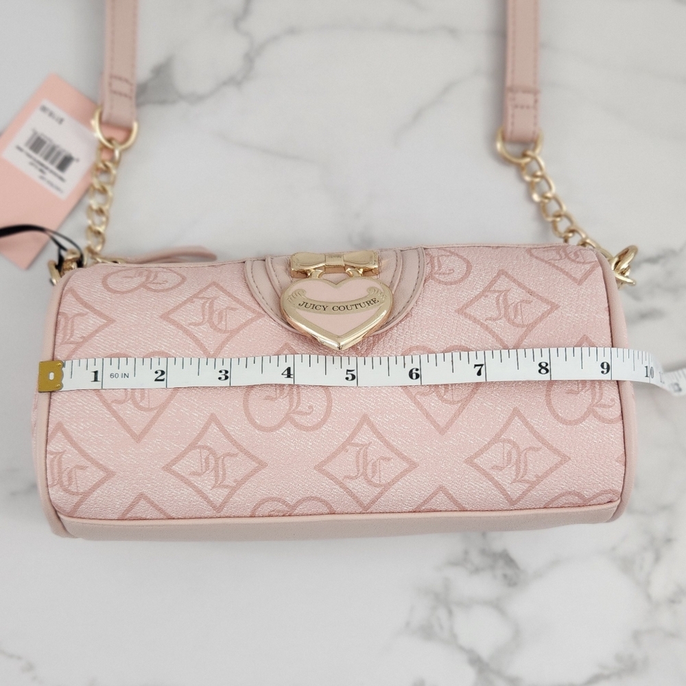 Juicy Couture Pink Clay Heart Accent Crossbody Shoulder Bag - Picture 10 of 15